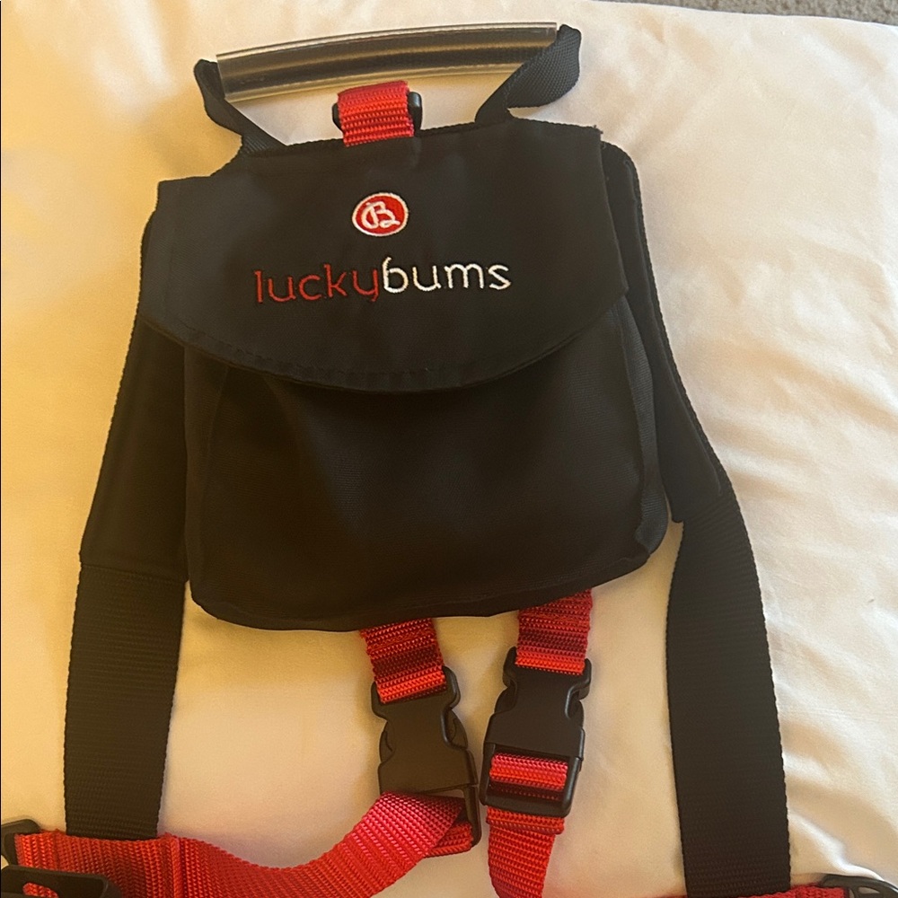 Lucky Bums Black & Red Baby Harness Backpack